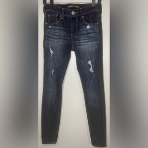 Express Dark Wash Ripped Mid Rise Women’s Leggings – Size 0